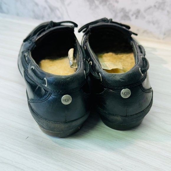 UGG Womens Duck Shoe Shearling Black Patent Leather Loafer Waterproof Sz 7.5 - Picture 4 of 6